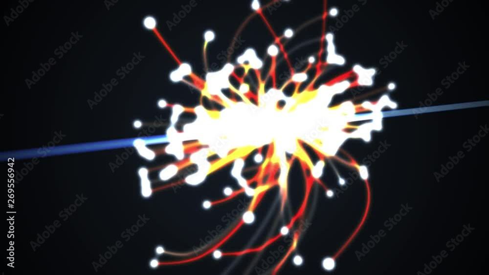 Animation of particles collision in Hadron Collider. Astrophysics concept. Animation of particles collision in Hadron Collider. Astrophysics concept.