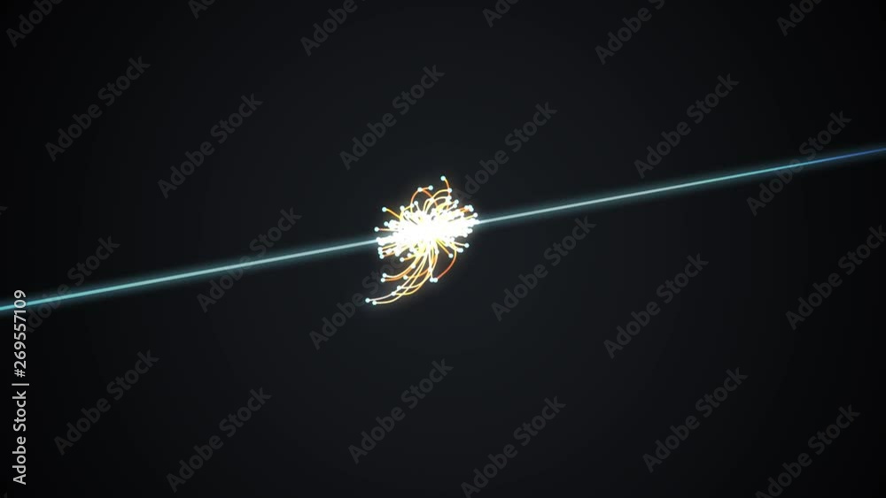Animation of particles collision in Hadron Collider. Astrophysics concept.