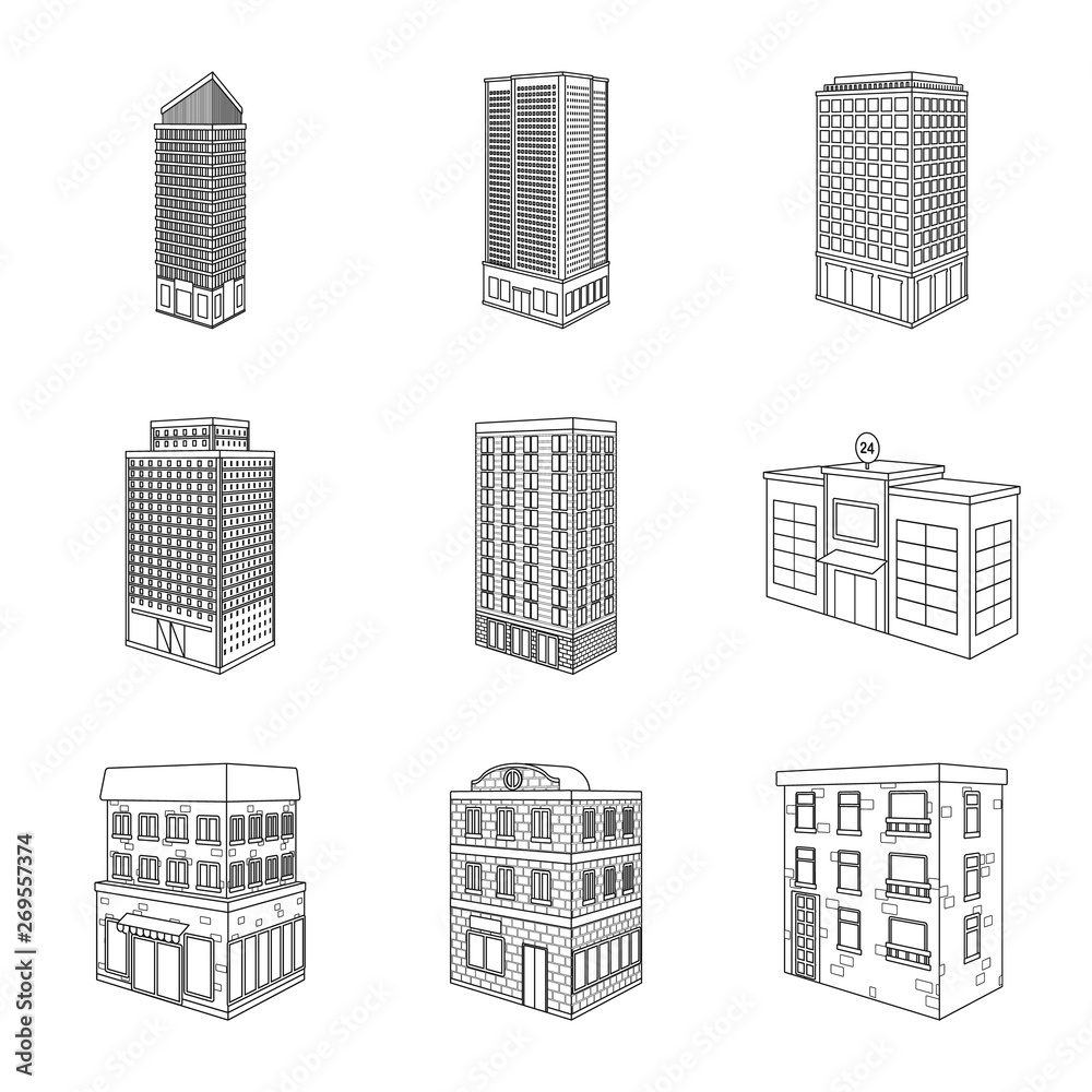Vector illustration of home and apartment icon. Collection of home and modern stock symbol for web.