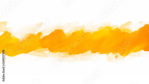 yellow watercolor strip band with paper texture and brush strokes for design element multilayer brush strokes, on white background isolated for card design and text placement