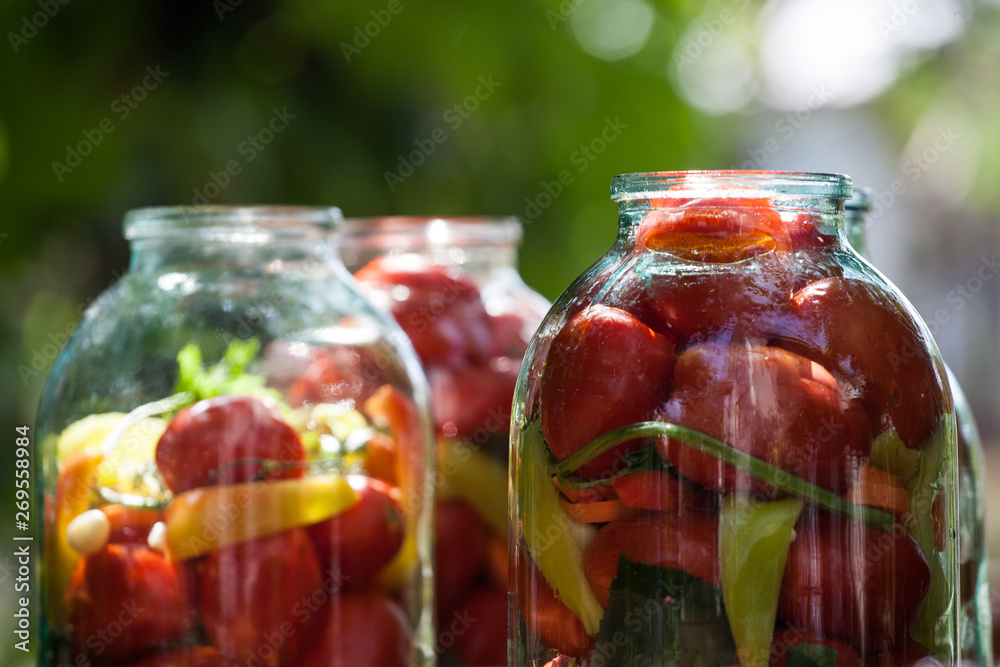 Jars with pickled vegetables Jars with pickled vegetables