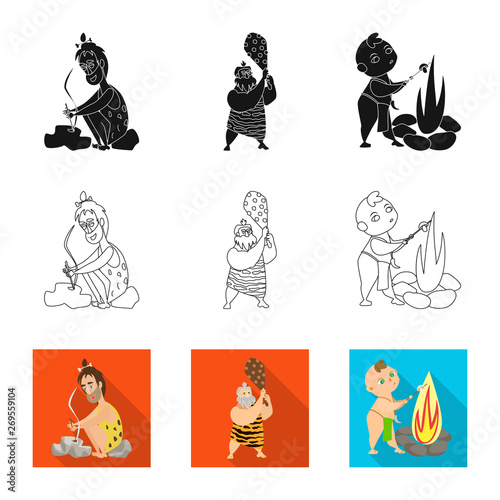 Vector design of evolution  and prehistory icon. Set of evolution  and development  vector icon for stock.