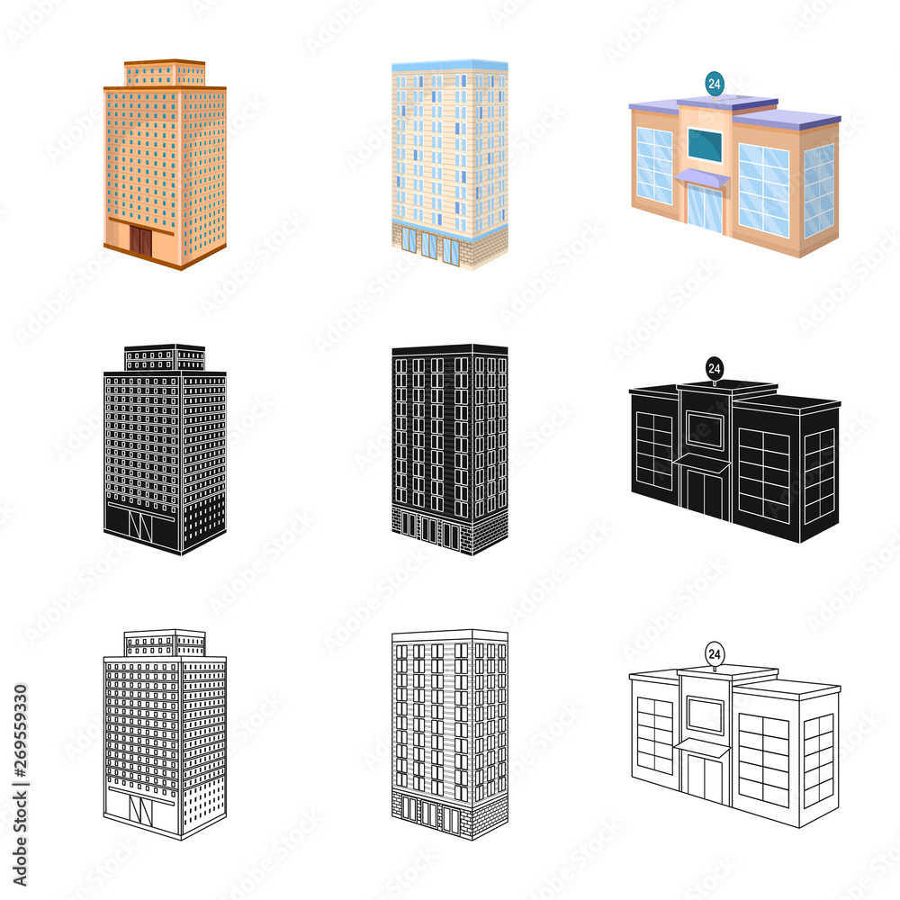 Vector illustration of construction and building symbol. Collection of construction and estate stock vector illustration.