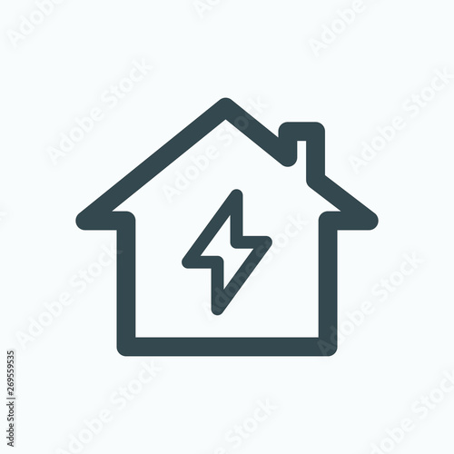 Home electrification linear icon, house lightning isolated vector icon