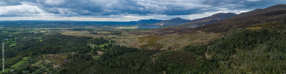 Aerial view of scenic Killarney national park landscape  in county Kerry, Ireland