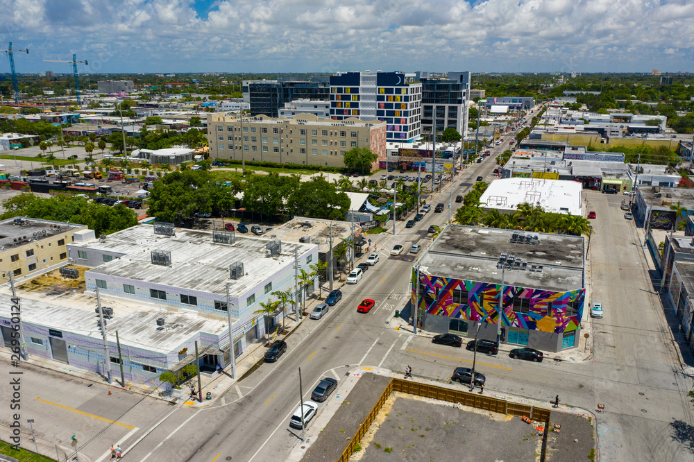 Naklejka premium Aerial image of Wynwood Miami FL USA