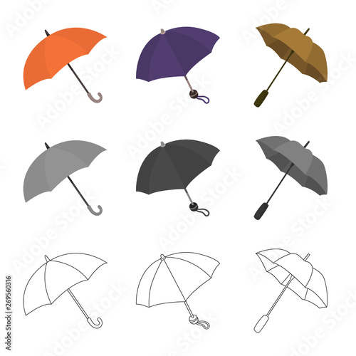 Vector illustration of protection and closed logo. Collection of protection and rainy stock vector illustration.
