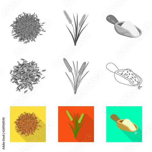 Vector illustration of crop and ecological symbol. Set of crop and cooking vector icon for stock.