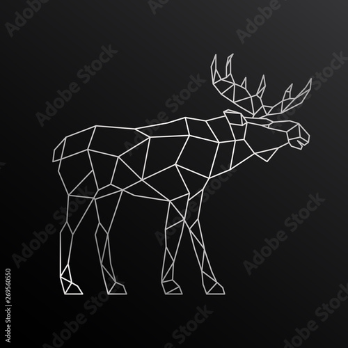 Geometric outline of elk. Side view. Vector illustration of a wild moose.
