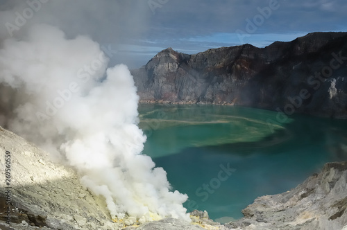 Inside of the crater of the volcano in Indonesia