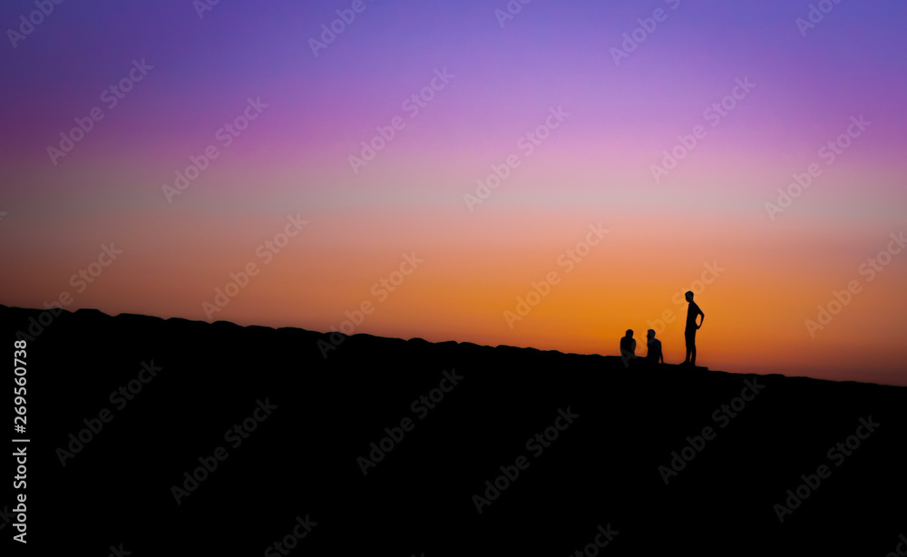 Fine art of chilling people in colorful background