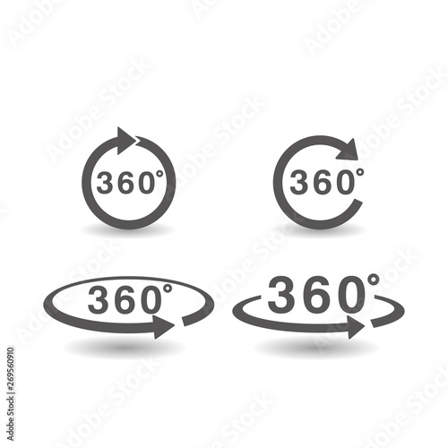 Set of 360 Degree icon simple flat style vector illustration.