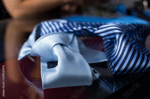 Neckties in men clothing store