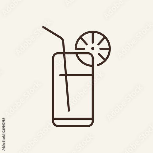 Fruit cocktail line icon. Glass, straw, lime, lemon. Bar concept. Vector illustration can be used for topics like aperitif, party, celebration