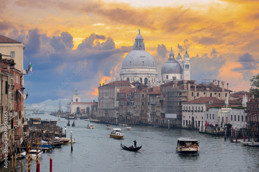 Dramatic sky above Grand Canal in Venice