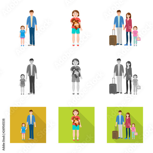 Vector design of character and avatar sign. Set of character and portrait stock vector illustration.