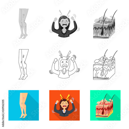 Vector design of medical and pain  sign. Set of medical and disease stock symbol for web.