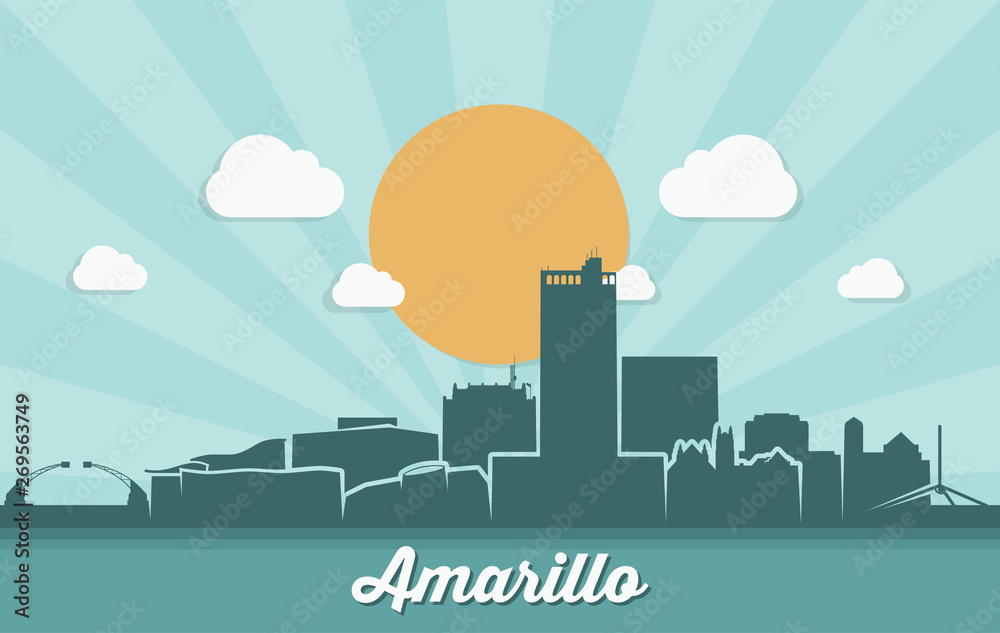 Amarillo skyline - Texas, United States of America, USA - vector illustration - Vector