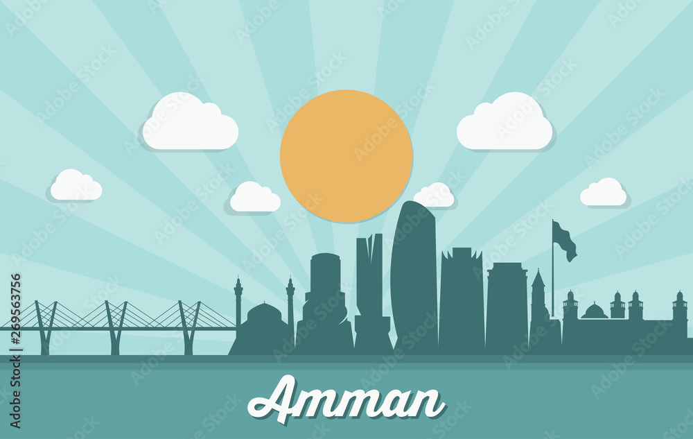Amman skyline - Jordan - vector illustration - Vector