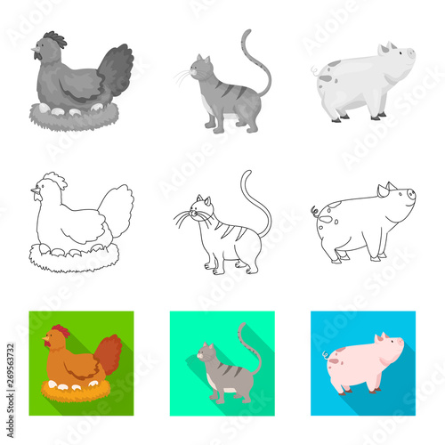 Fototapeta Naklejka Na Ścianę i Meble -  Vector design of breeding and kitchen  icon. Set of breeding and organic  stock vector illustration.