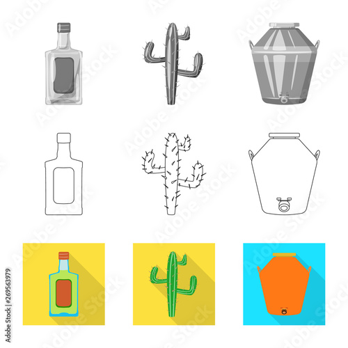 Isolated object of cafe and Latin icon. Collection of cafe and national vector icon for stock.