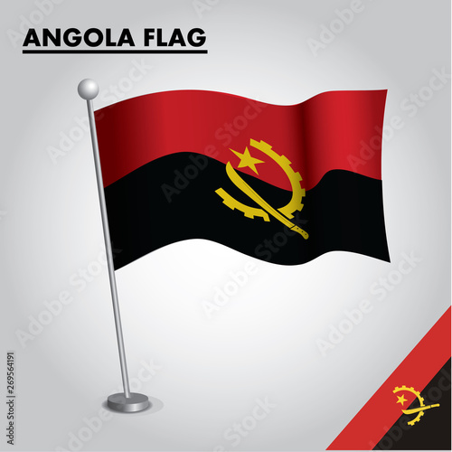 Angola flag icon. National flag of Angola on a pole