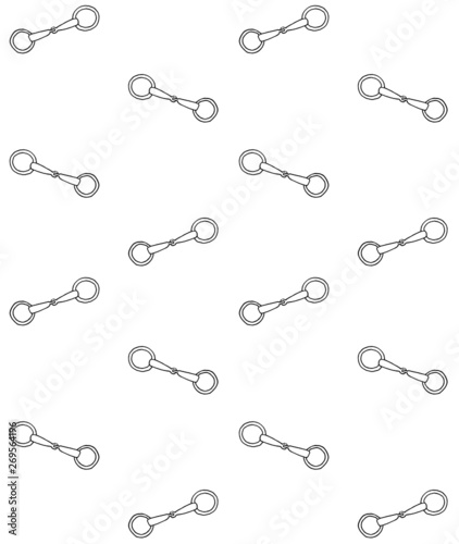 Vector seamless pattern of gray hand drawn doodle sketch horse equestrian bit isolated on white background 
