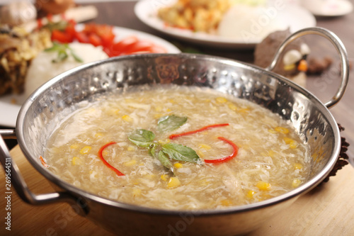 Corn soup in a bowl