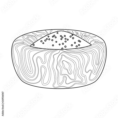 Vector design of bowl and salty icon. Set of bowl and hill  stock symbol for web.