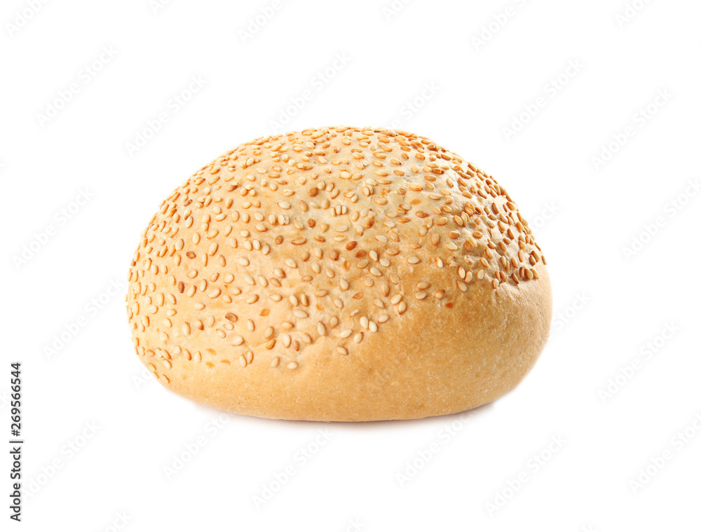 Bun with sesame seeds isolated on white. Fresh bread Bun with sesame seeds isolated on white. Fresh bread
