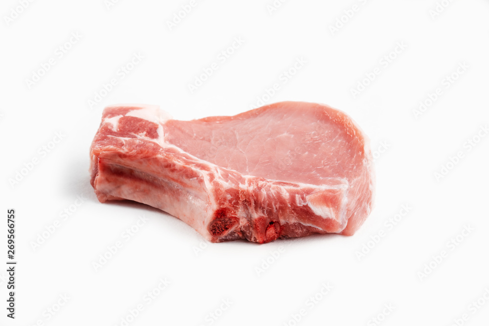 Raw pork meat isolated on white background with clipping path