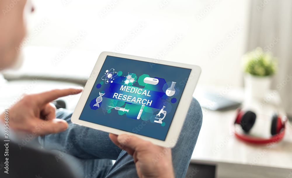 Medical research concept on a tablet