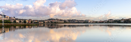 Panoramic view of the beautiful landscape of the Rio Burgo. Coruña, Spain