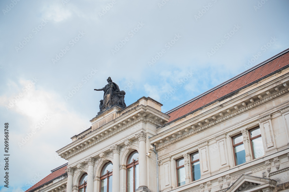 Fototapeta premium Dresden , Germany - MAY 4, 2019. Tourism concept. Beautiful view of city streets, centre of city. Vacation in Dresden 
