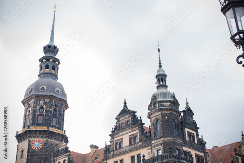Dresden , Germany - MAY 4, 2019. Tourism concept. Beautiful view of city streets, centre of city. Vacation in Dresden 