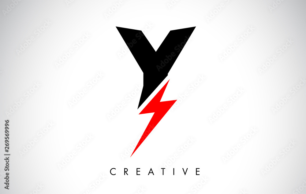 Y Letter Logo Design With Lighting Thunder Bolt. Electric Bolt Letter Logo Y Letter Logo Design With Lighting Thunder Bolt. Electric Bolt Letter Logo