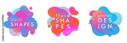 Set of trendy abstract compositions with flowing liquid shapes and geometric elements.Dynamic fluid shapes.Abstract templates perfect for prints; flyers; banners; presentations; covers; logos and more