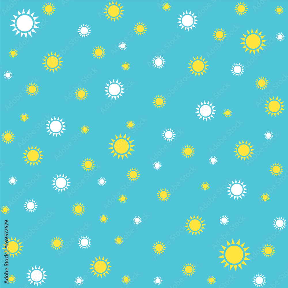 Sun symbol over blue seamless pattern Sun symbol over blue seamless pattern