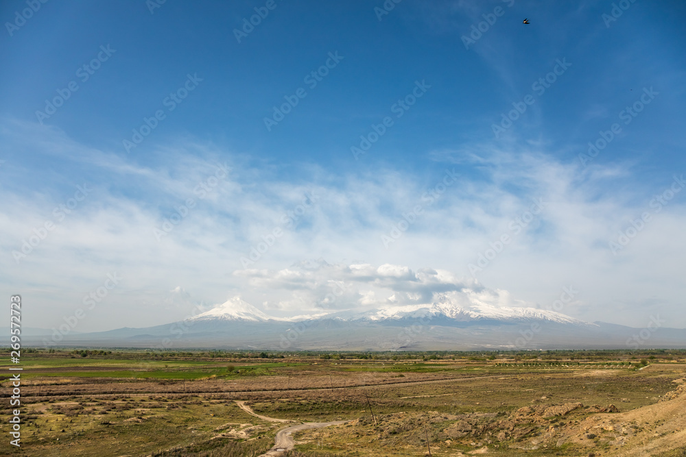 Obraz premium Beautiful view of Mount Ararat and surroundings from Khor Virab, Armenia.