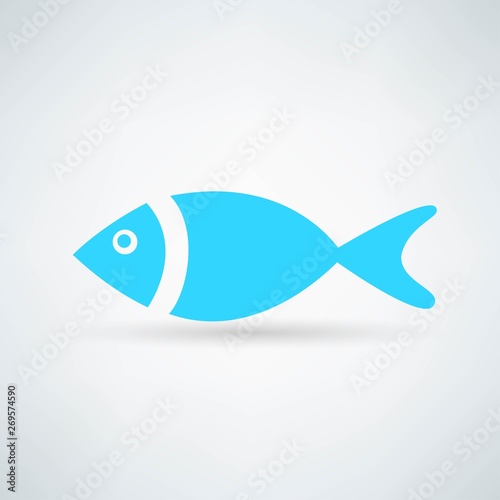 blue fish icon on white background