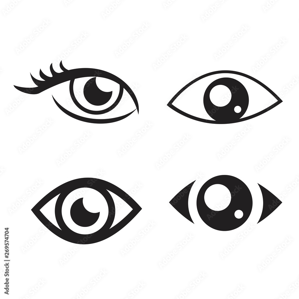 Eyes and eye icon set vector collection. Eyes and eye icon set vector collection.