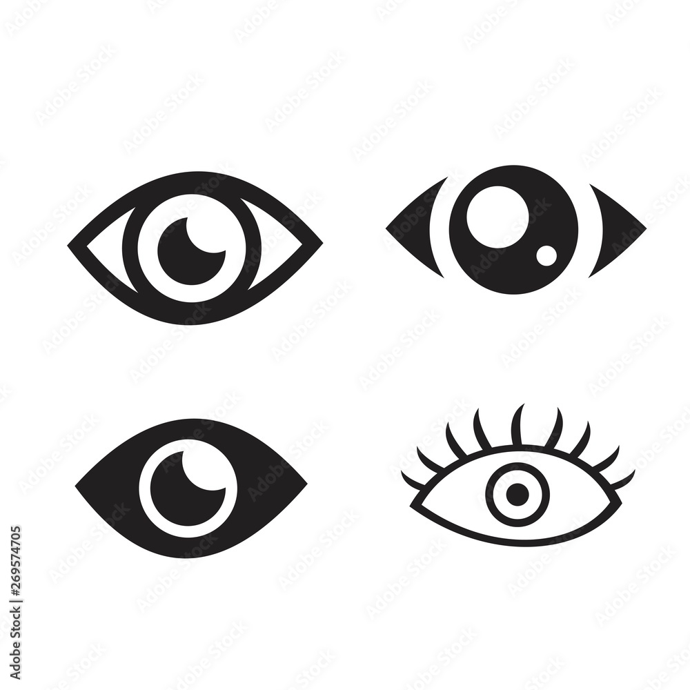 Eyes and eye icon set vector collection. Eyes and eye icon set vector collection.