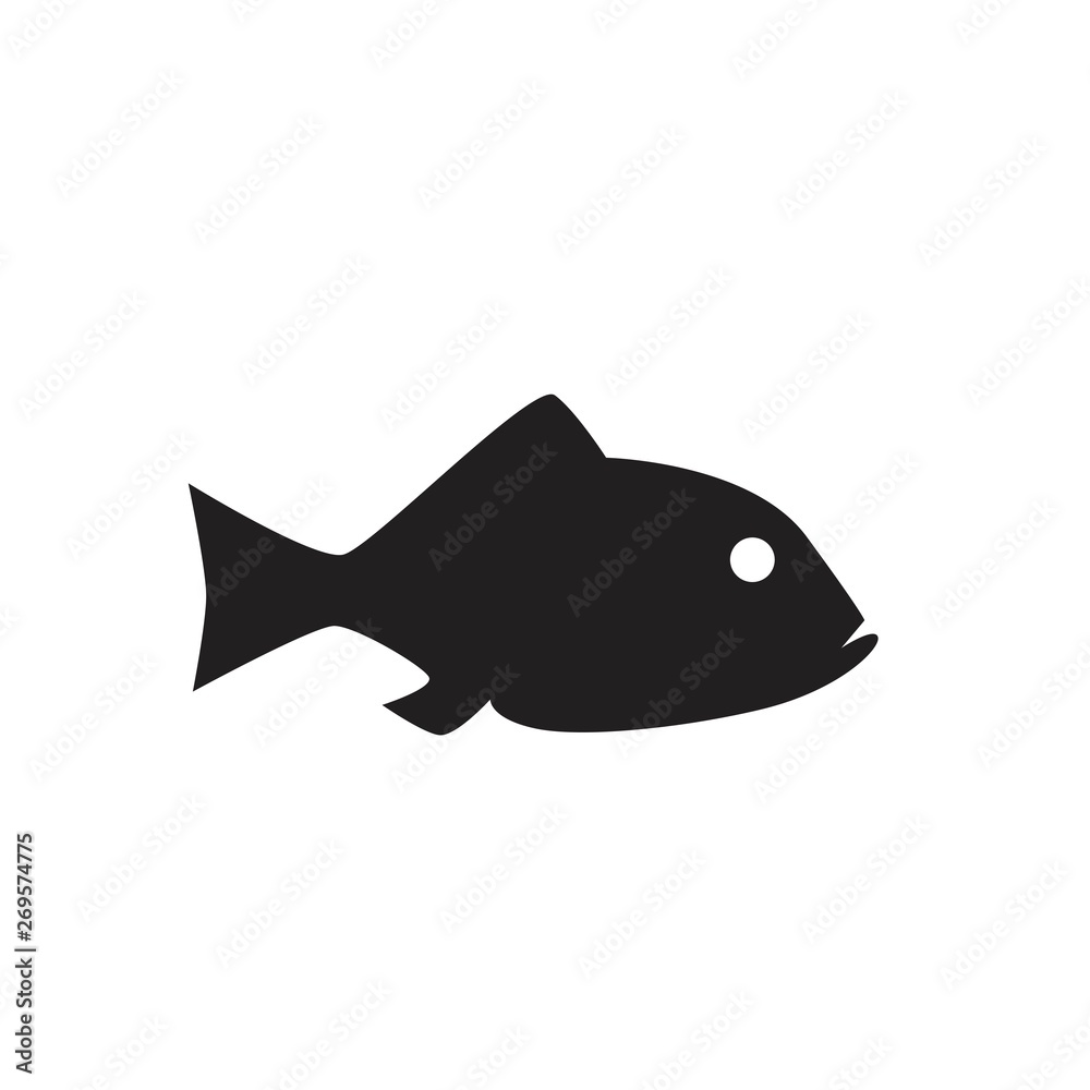 black fish icon on white background black fish icon on white background