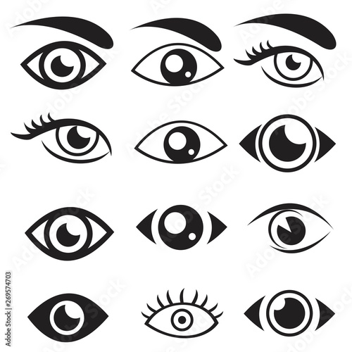 Eyes and eye icon set vector collection.