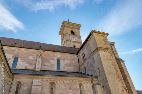 Beautiful view to the Roman-Catholic Cathedral Saint Michael in Alba Iulia city, Romania. A church a sunny day in Alba Iulia, Romania