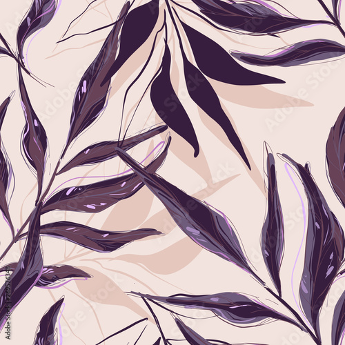 Floral palm leaves pattern. Tropical summer exotic floral tropical palm leaf.  Plant flower nature wallpaper texture. Banana plant  vector art