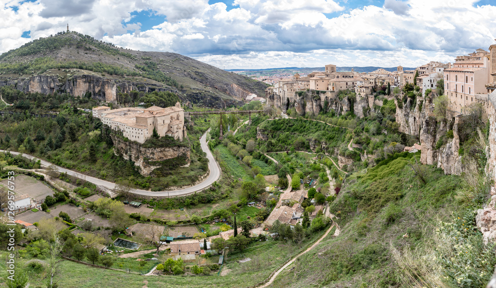 Panoramic views of the historic center of Cuena and its hanging houses Panoramic views of the historic center of Cuena and its hanging houses