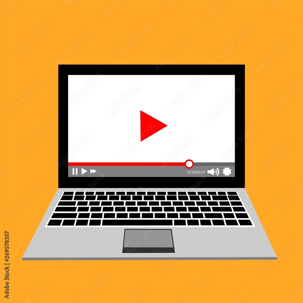 Modern video player design template for web and mobile apps flat style. Vector illustration Modern video player design template for web and mobile apps flat style. Vector illustration