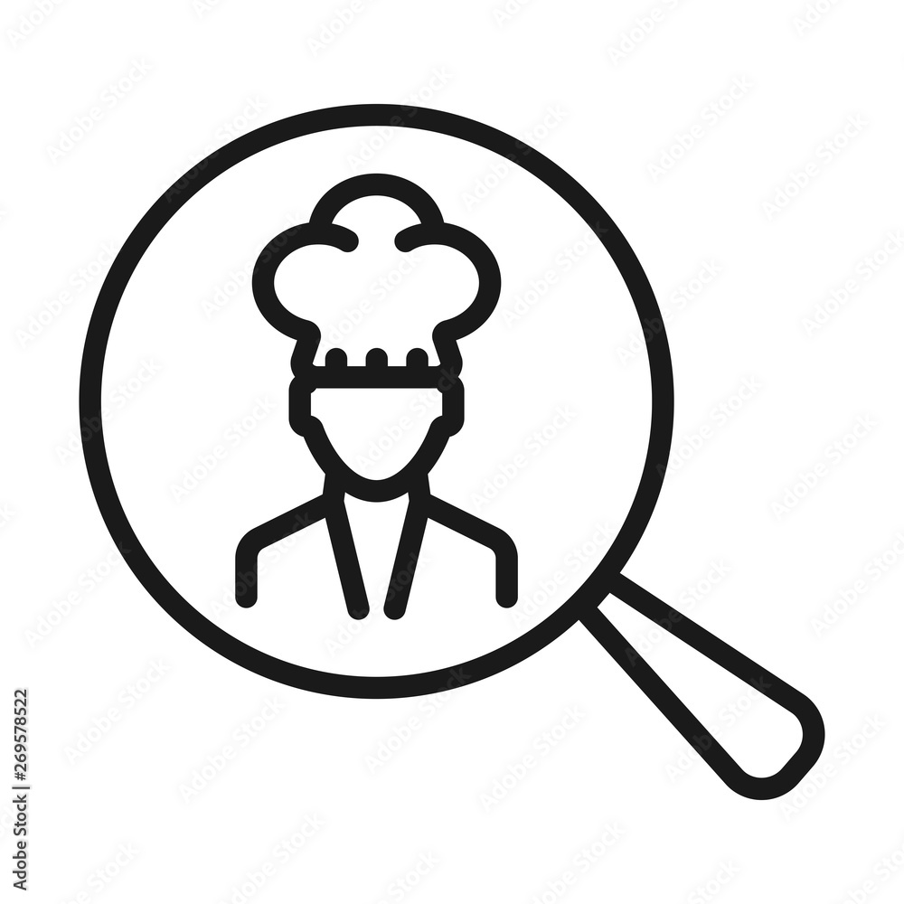 chef search - minimal line web icon. simple vector illustration. concept for infographic, website or app.