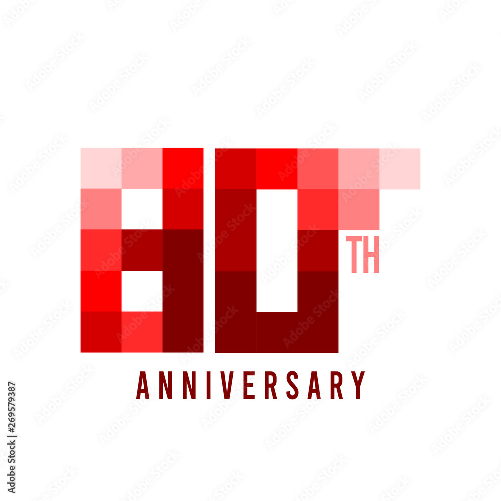 80 th Anniversary Pixel Model Vector Template Design Illustration 80 th Anniversary Pixel Model Vector Template Design Illustration